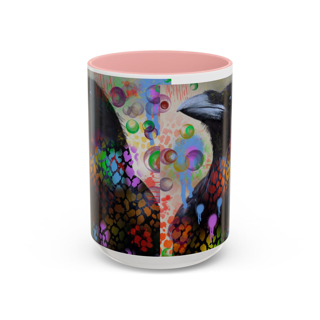 Crow Art Coffee Mug — Colorful Raven Accent Mug (11/15oz)