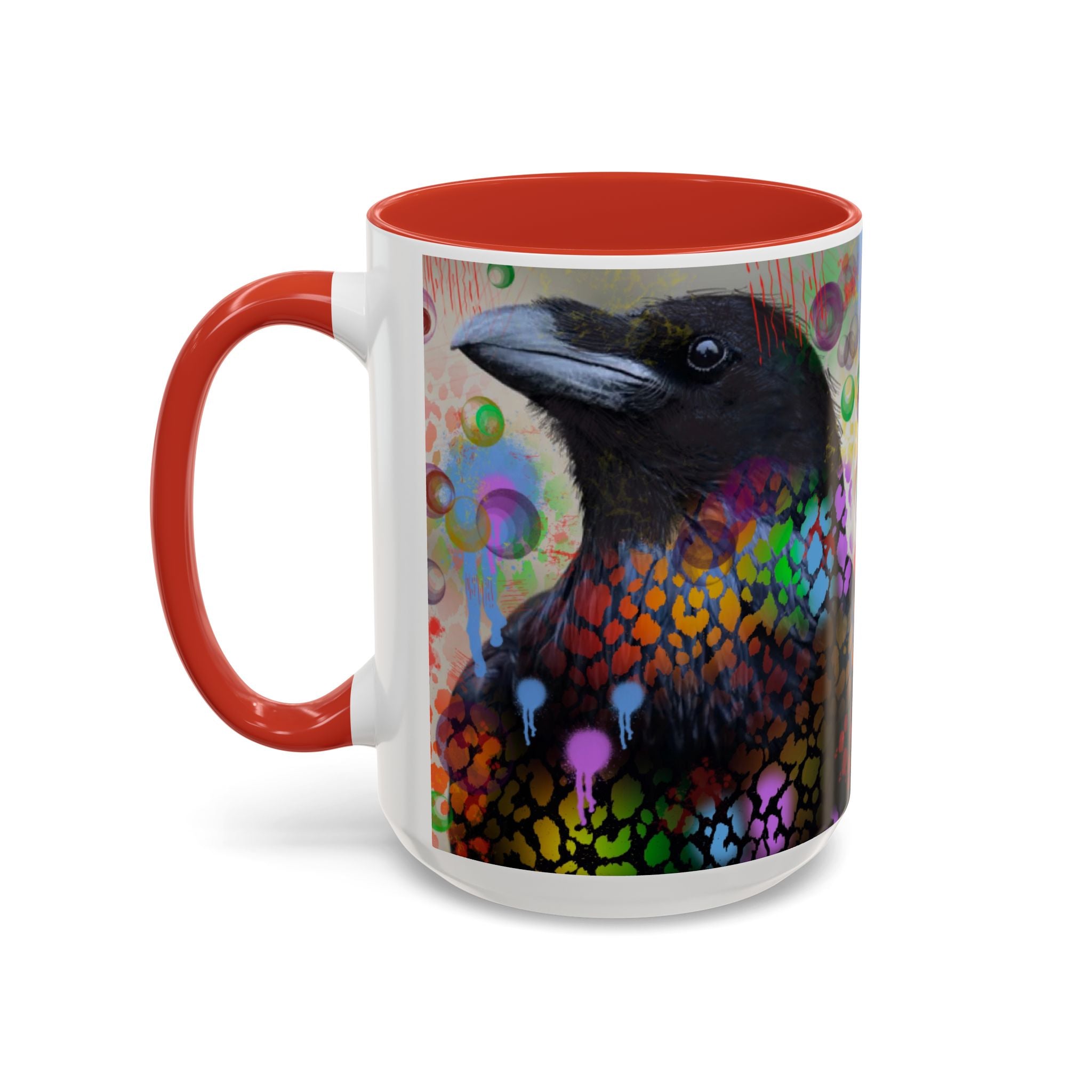 Crow Art Coffee Mug — Colorful Raven Accent Mug (11/15oz)