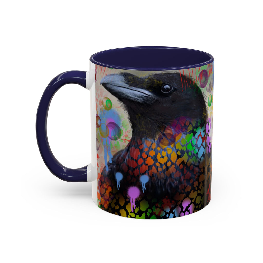 Crow Art Coffee Mug — Colorful Raven Accent Mug (11/15oz)