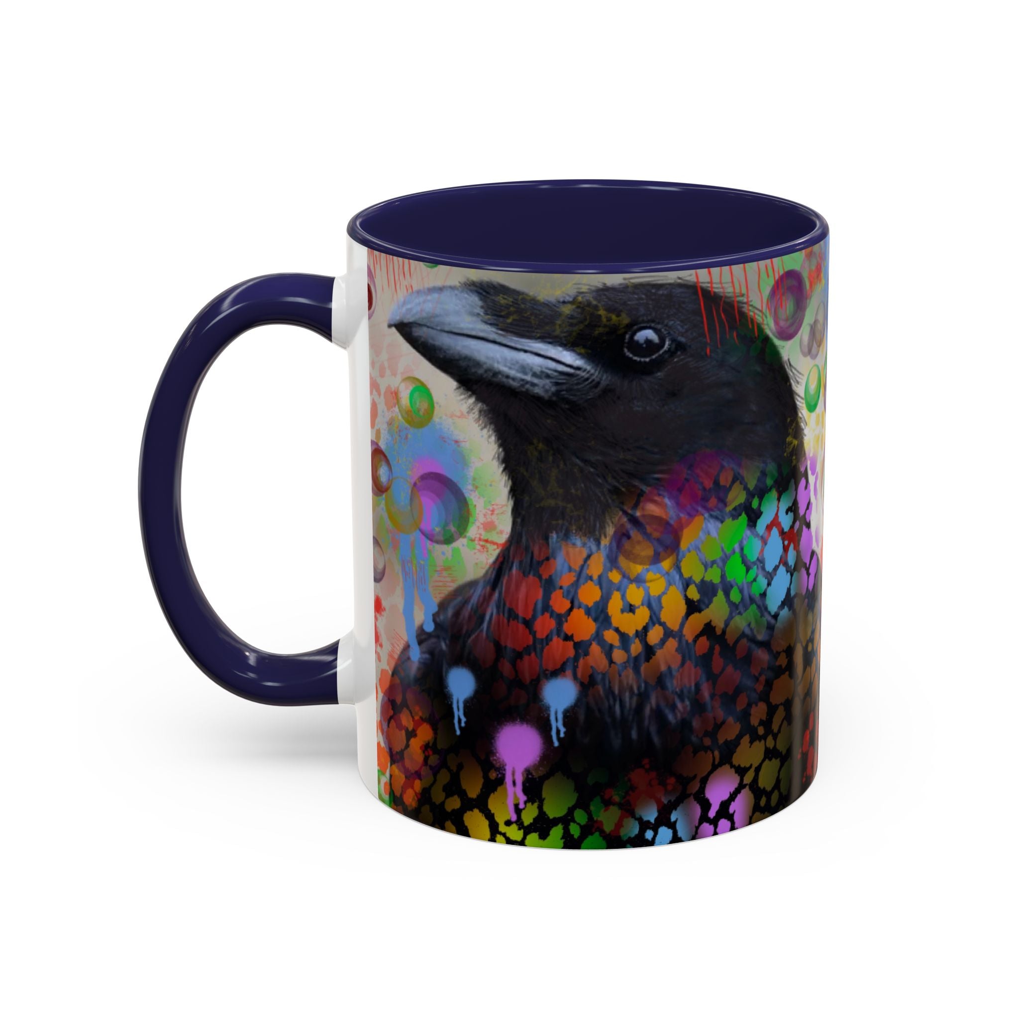 Crow Art Coffee Mug — Colorful Raven Accent Mug (11/15oz)