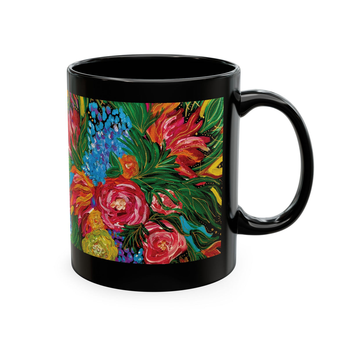 Vibrant Tropical Floral Traditional Ceramic Mug
