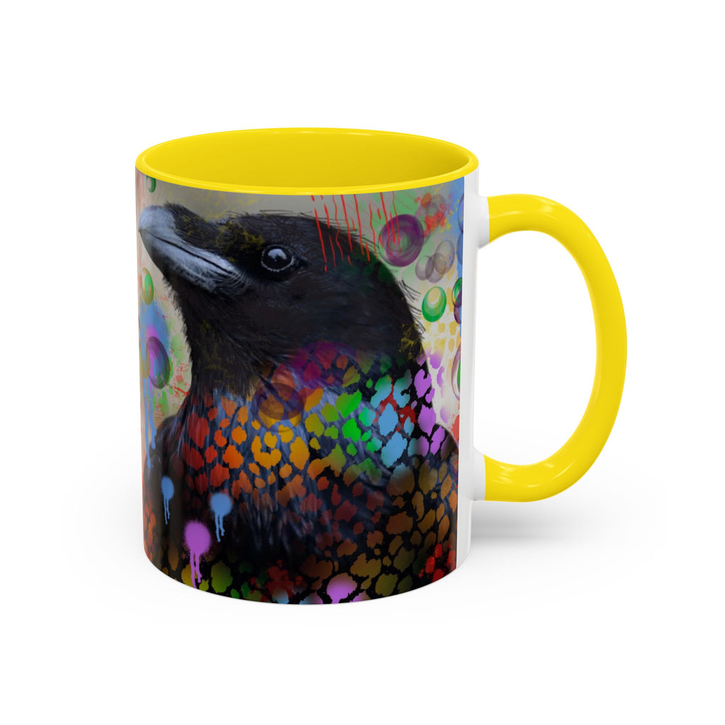 Crow Art Coffee Mug — Colorful Raven Accent Mug (11/15oz)