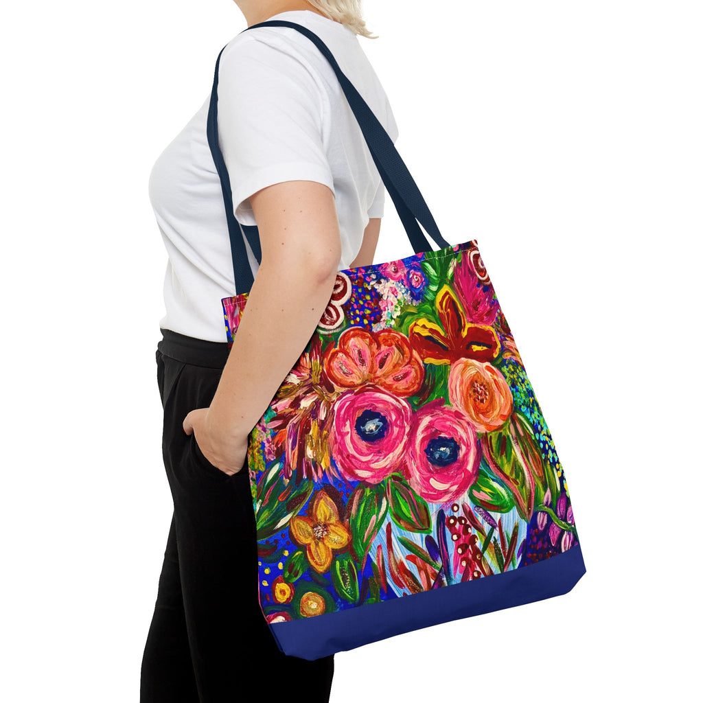 Floral Burst Tote Bag – Colorful Hand-Painted Garden Print AOP