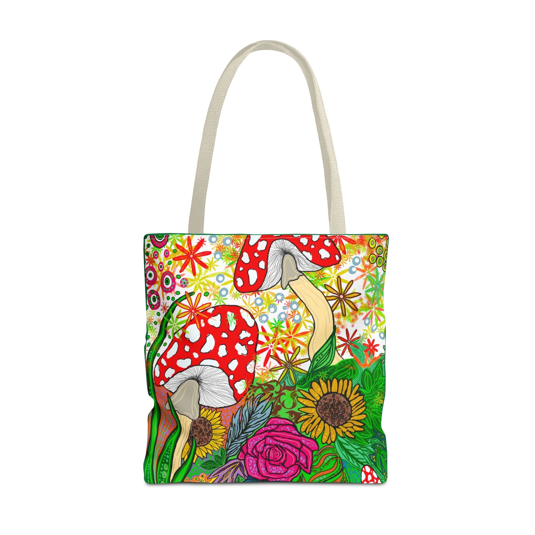 Vibrant Floral Mushroom Tote Bag – Eco-Friendly, Stylish Shopping Accessory