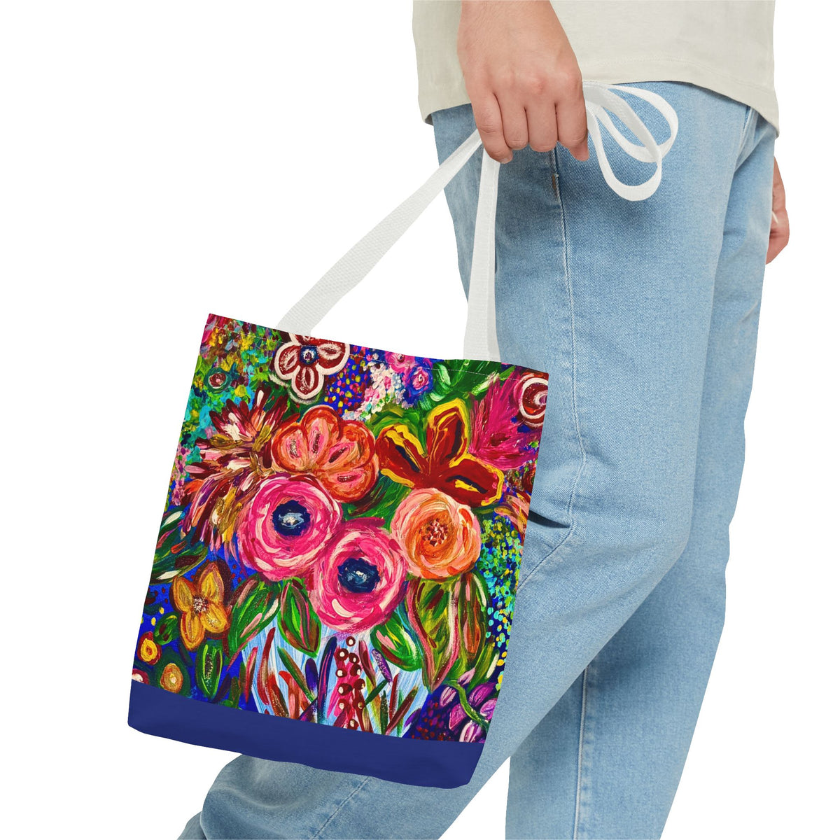 Floral Burst Tote Bag – Colorful Hand-Painted Garden Print AOP