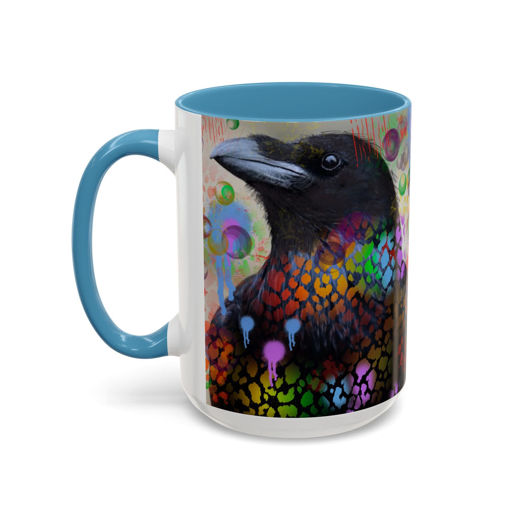 Crow Art Coffee Mug — Colorful Raven Accent Mug (11/15oz)