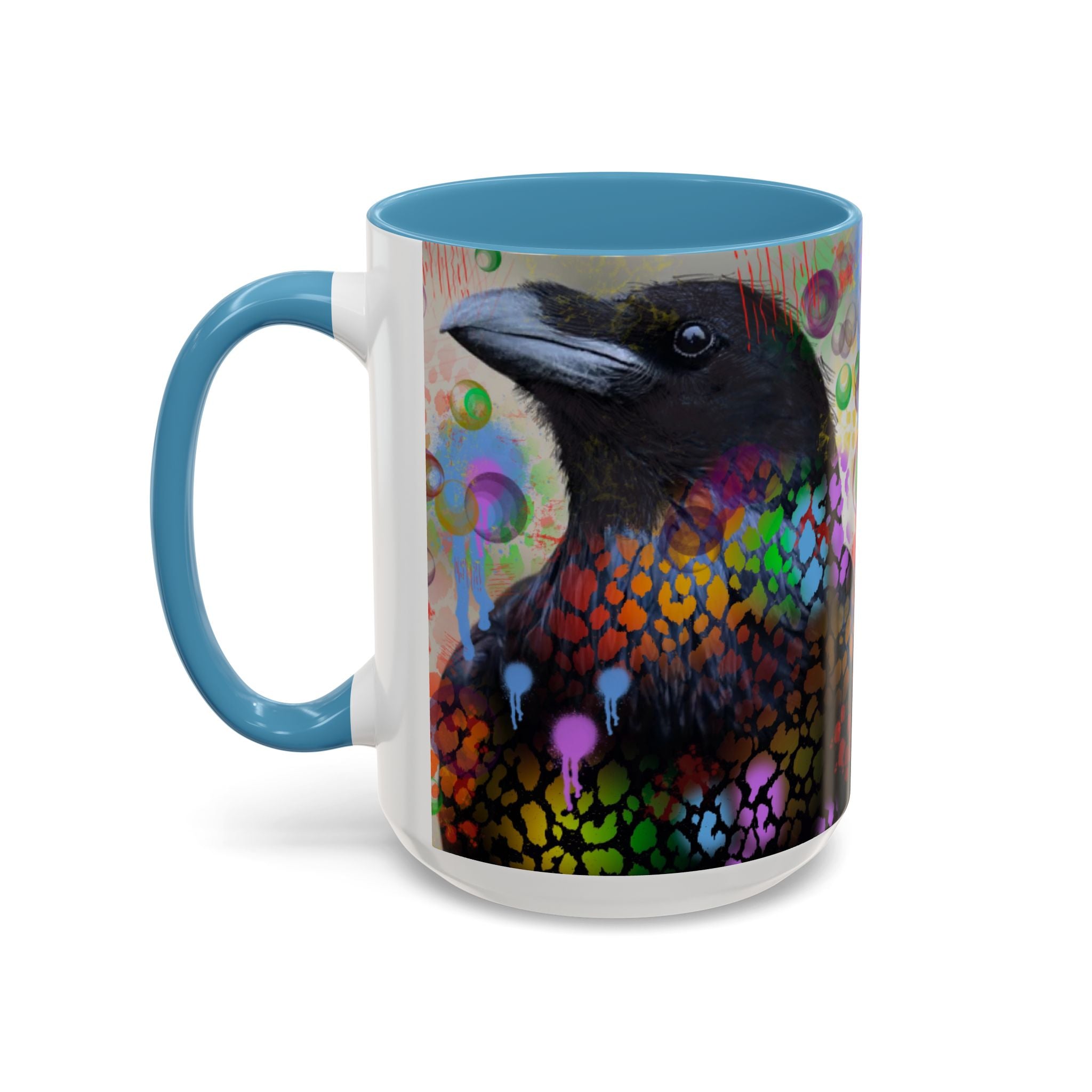 Crow Art Coffee Mug — Colorful Raven Accent Mug (11/15oz)