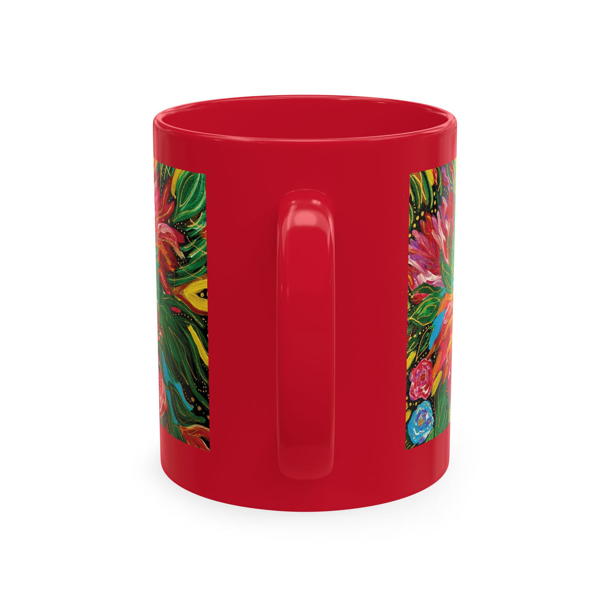 Vibrant Tropical Floral Traditional Ceramic Mug