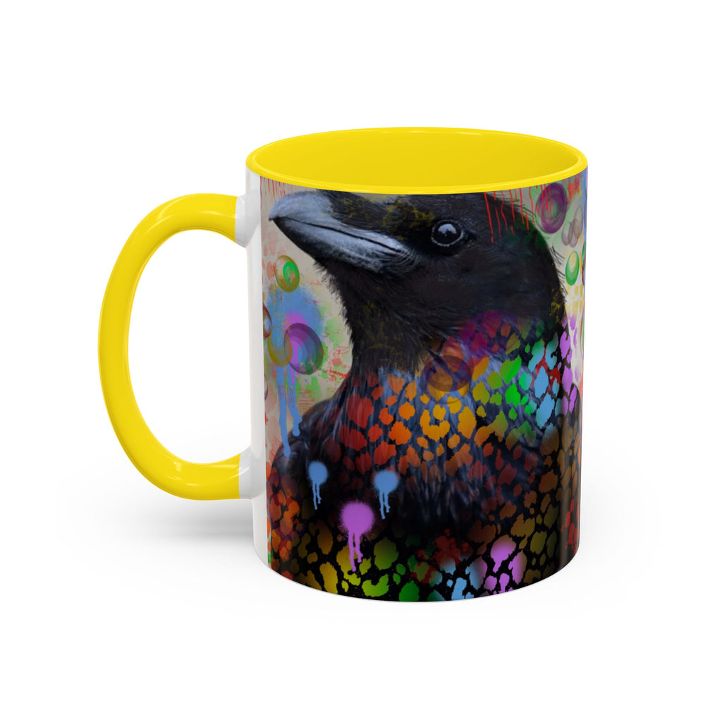 Crow Art Coffee Mug — Colorful Raven Accent Mug (11/15oz)
