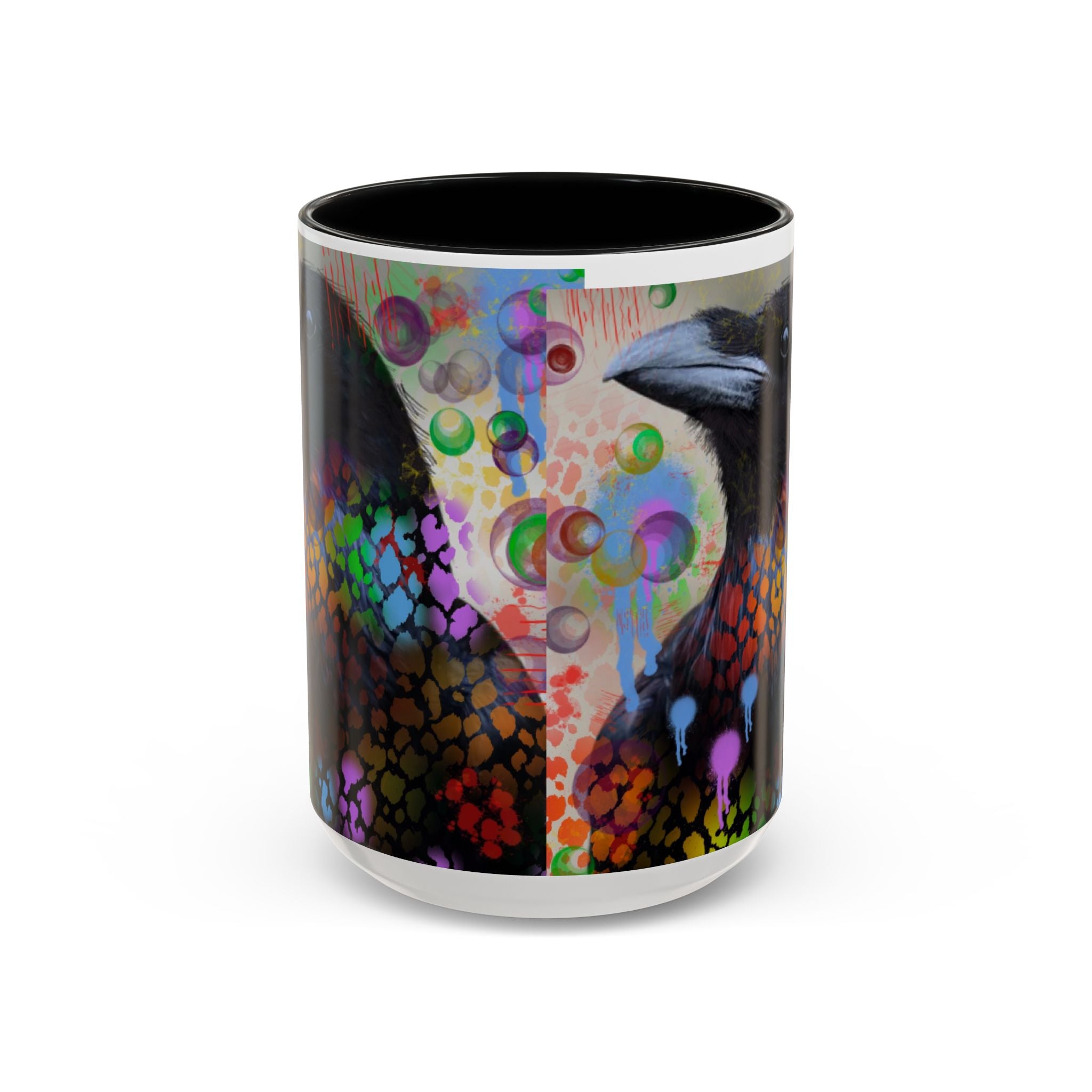 Crow Art Coffee Mug — Colorful Raven Accent Mug (11/15oz)