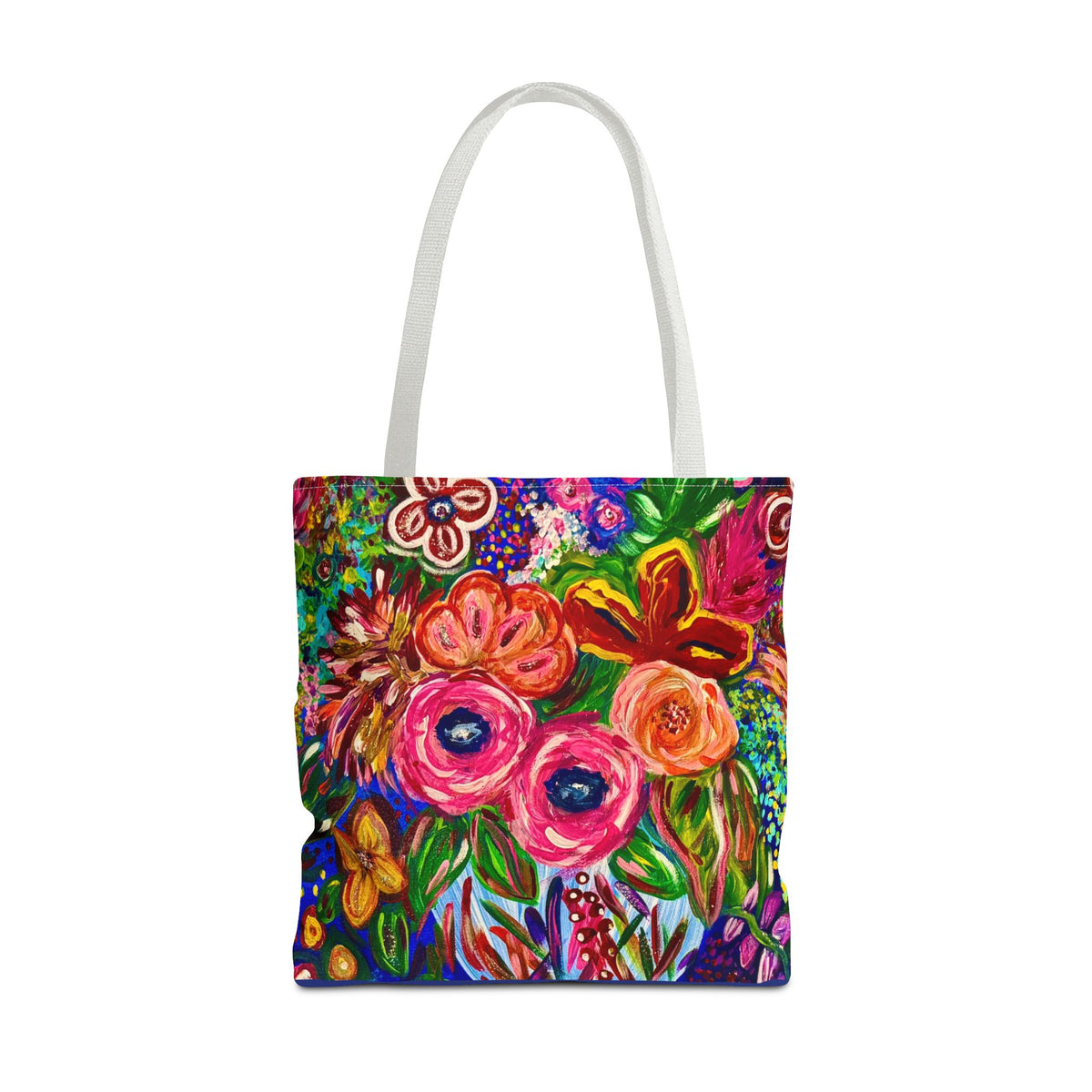 Floral Burst Tote Bag – Colorful Hand-Painted Garden Print AOP