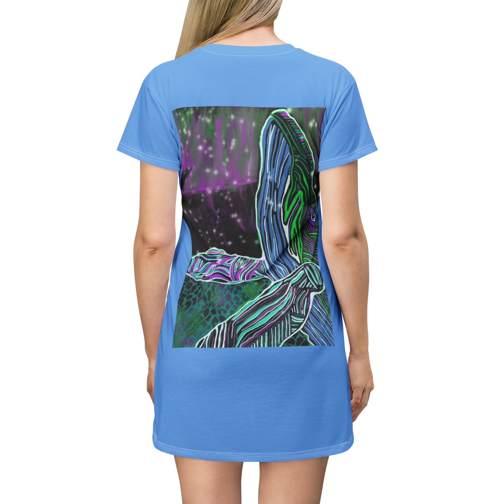 Whimsical Whale Artwork T-Shirt Dress