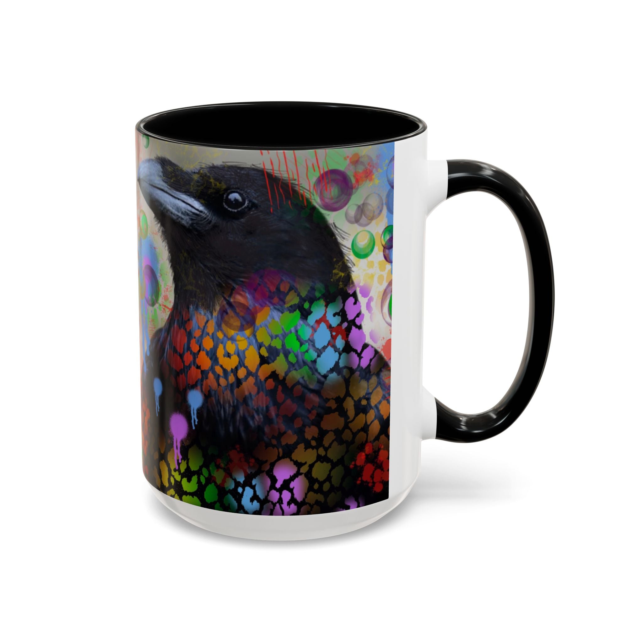 Crow Art Coffee Mug — Colorful Raven Accent Mug (11/15oz)