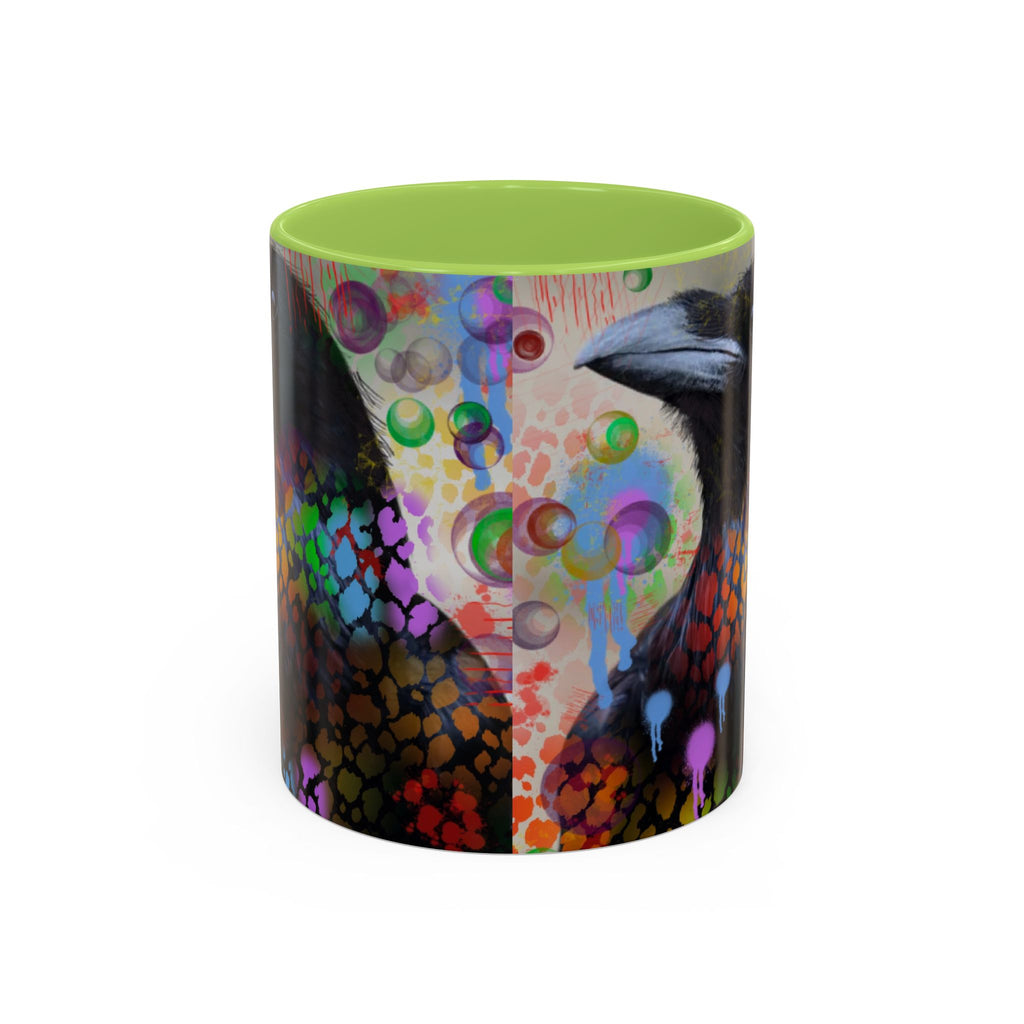 Crow Art Coffee Mug — Colorful Raven Accent Mug (11/15oz)