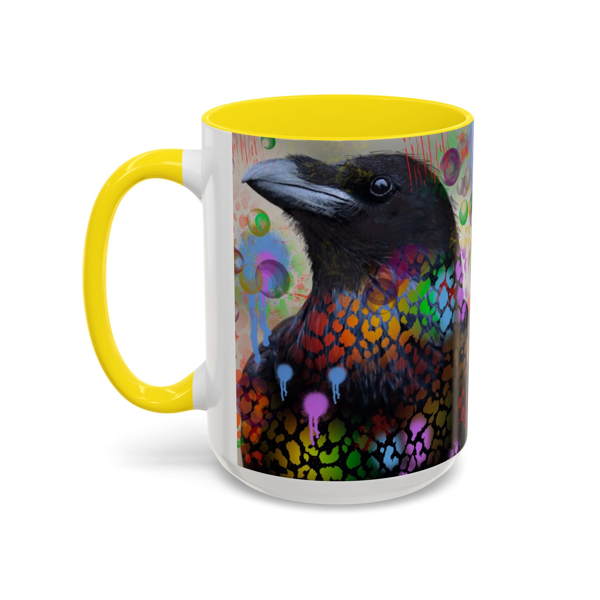 Crow Art Coffee Mug — Colorful Raven Accent Mug (11/15oz)