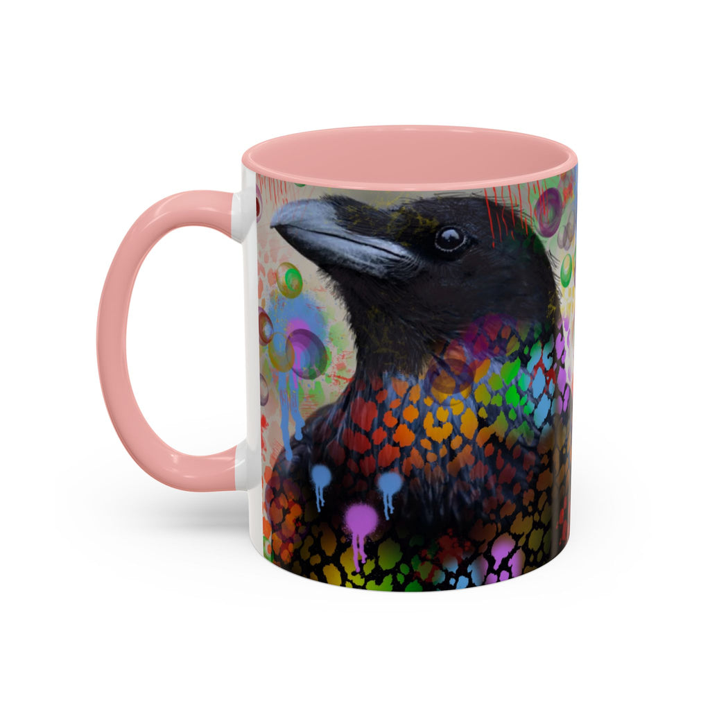 Crow Art Coffee Mug — Colorful Raven Accent Mug (11/15oz)