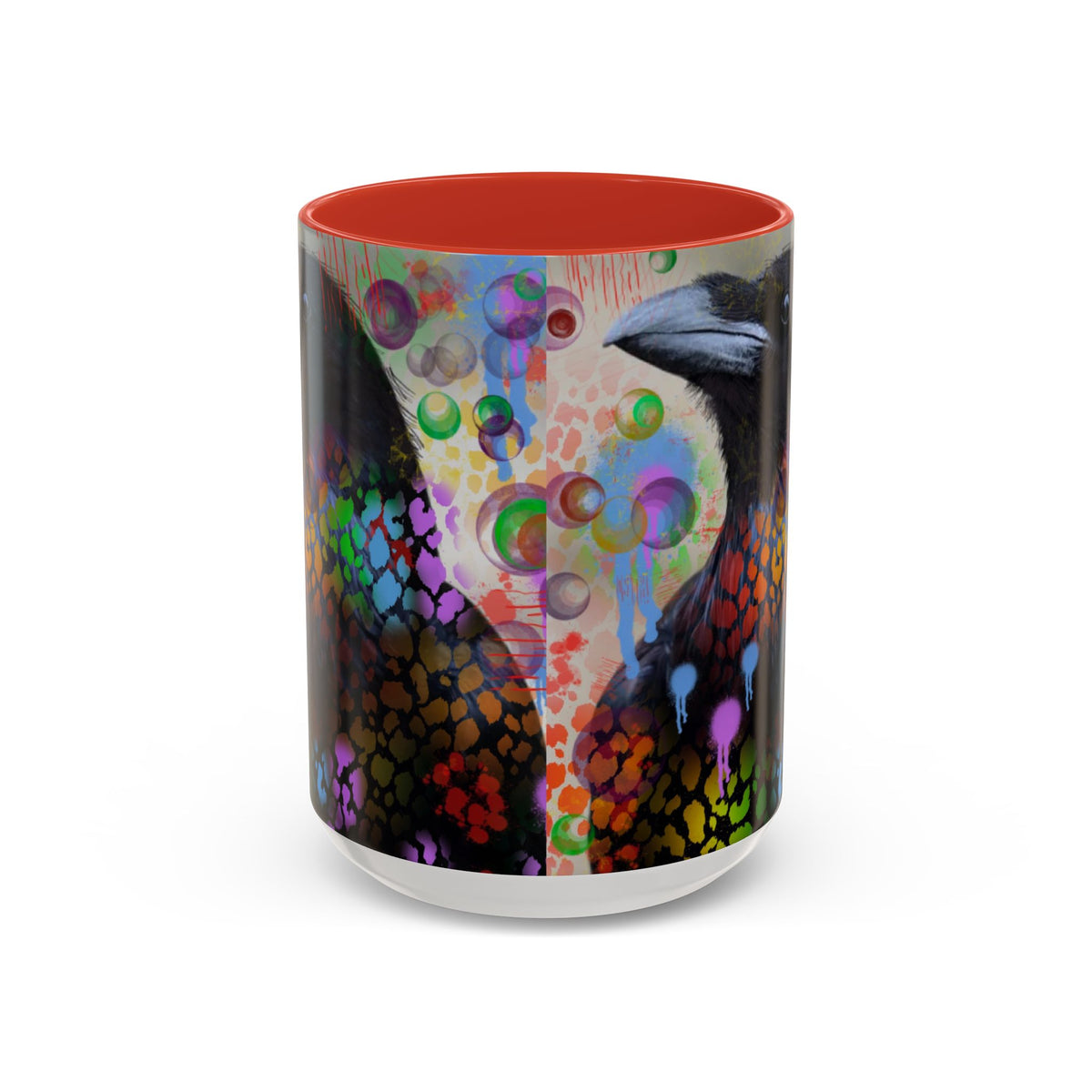 Crow Art Coffee Mug — Colorful Raven Accent Mug (11/15oz)