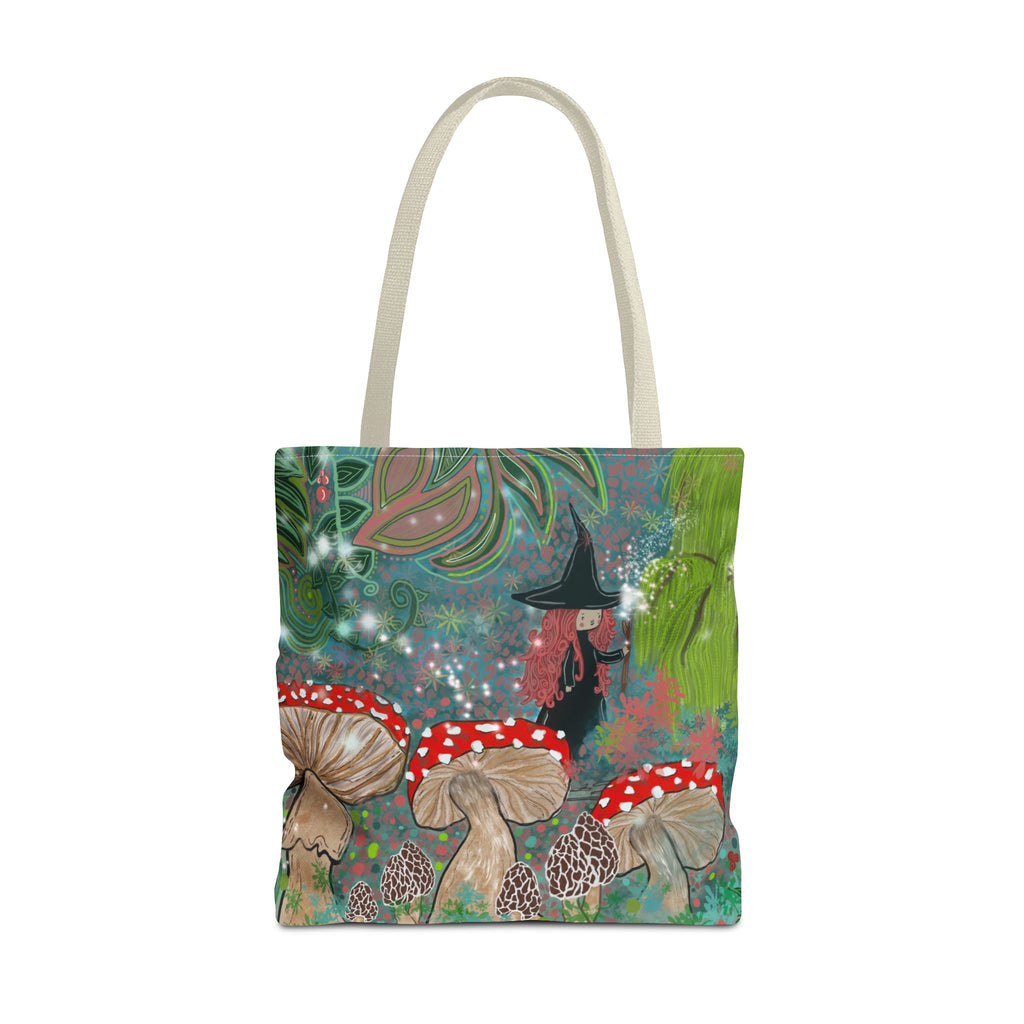 Whimsical Witch & Mushrooms Tote Bag
