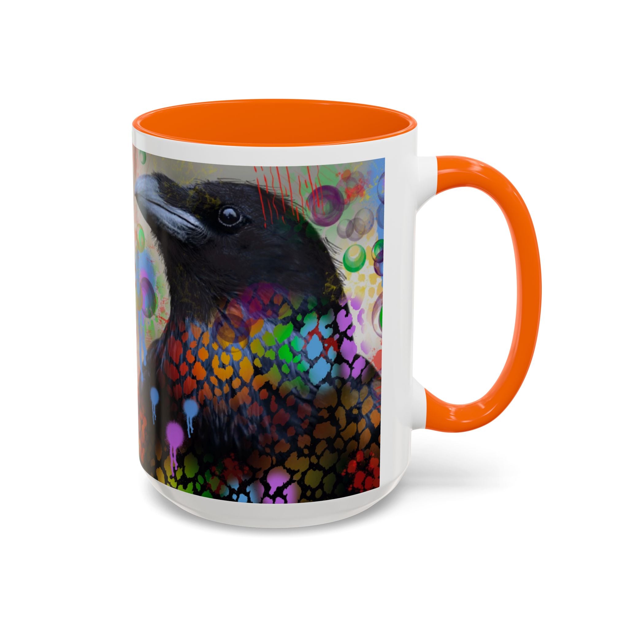 Crow Art Coffee Mug — Colorful Raven Accent Mug (11/15oz)