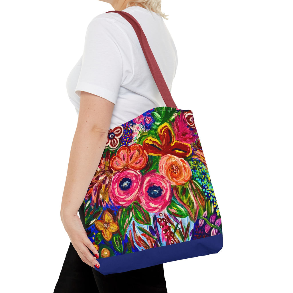 Floral Burst Tote Bag – Colorful Hand-Painted Garden Print AOP