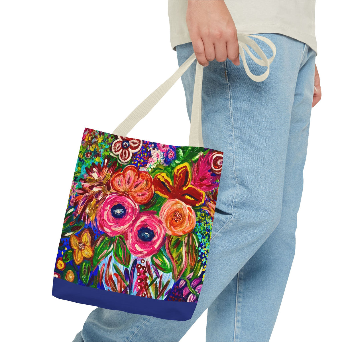 Floral Burst Tote Bag – Colorful Hand-Painted Garden Print AOP