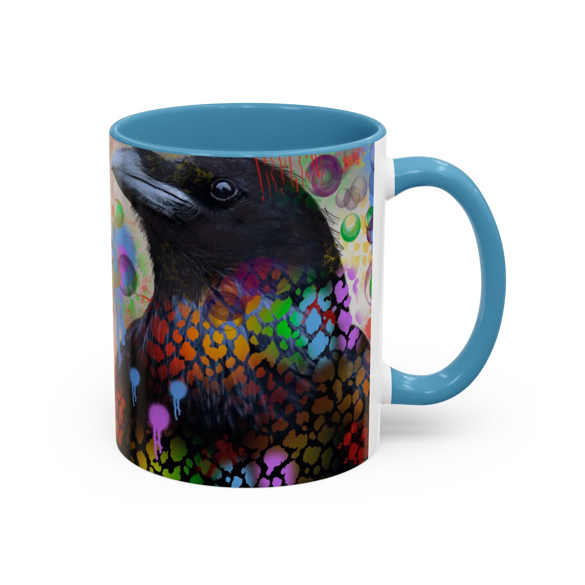 Crow Art Coffee Mug — Colorful Raven Accent Mug (11/15oz)