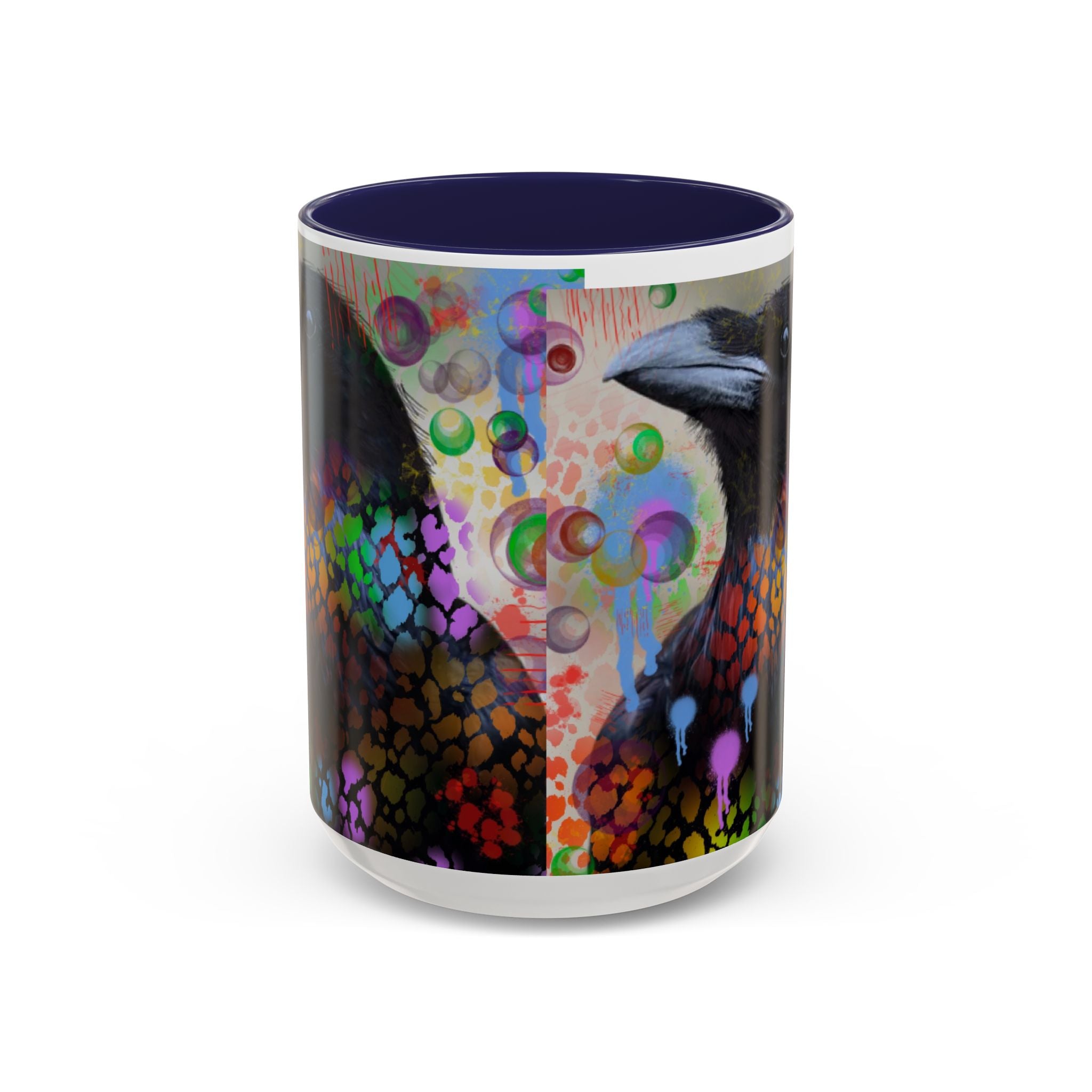 Crow Art Coffee Mug — Colorful Raven Accent Mug (11/15oz)