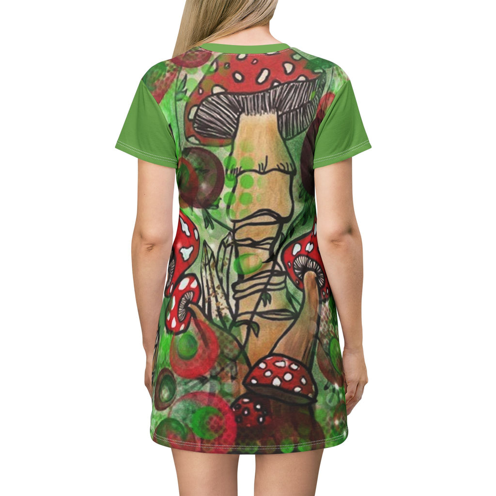 Whimsical Mushroom T-Shirt Dress