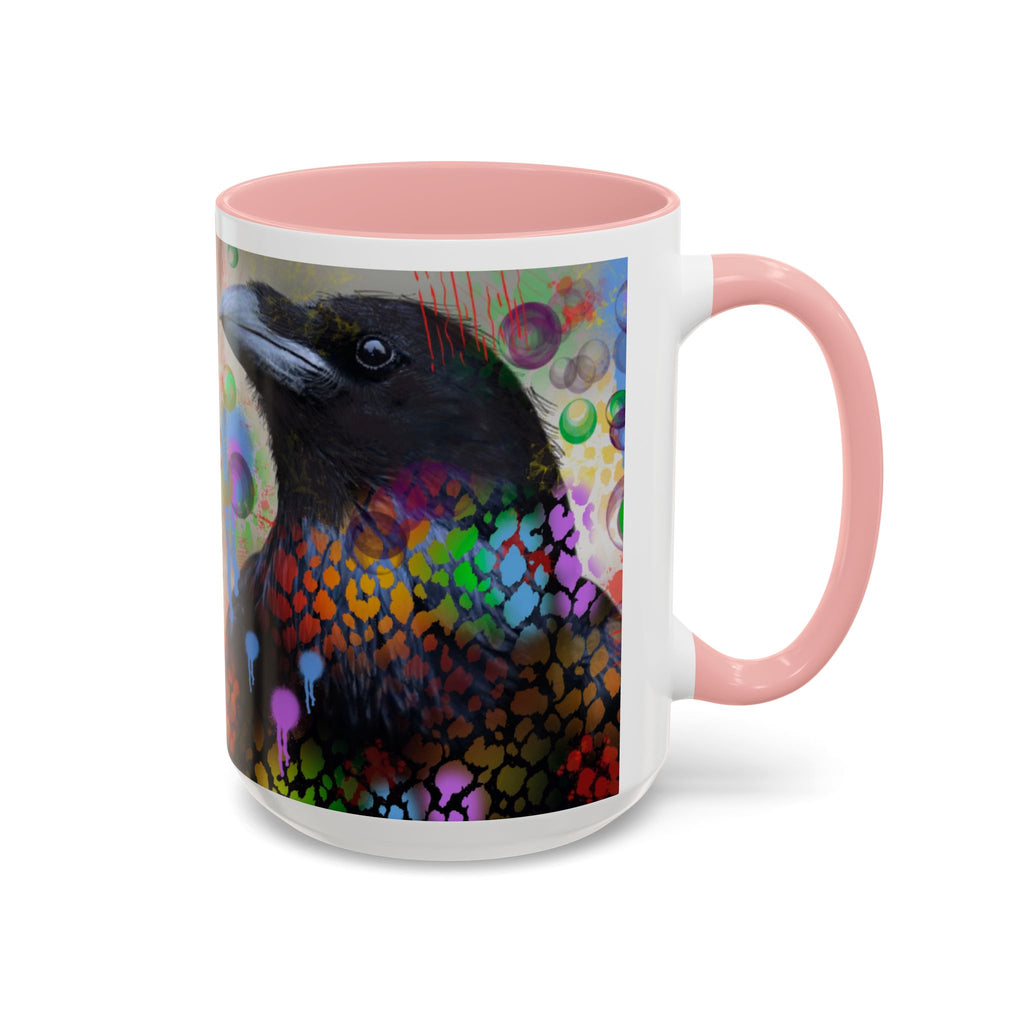 Crow Art Coffee Mug — Colorful Raven Accent Mug (11/15oz)