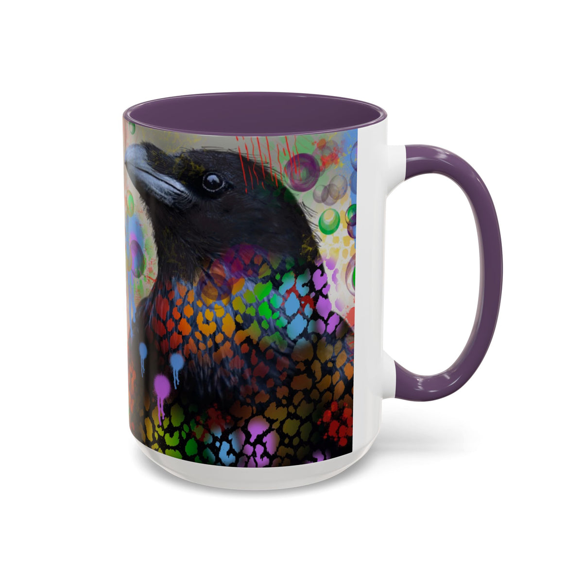 Crow Art Coffee Mug — Colorful Raven Accent Mug (11/15oz)