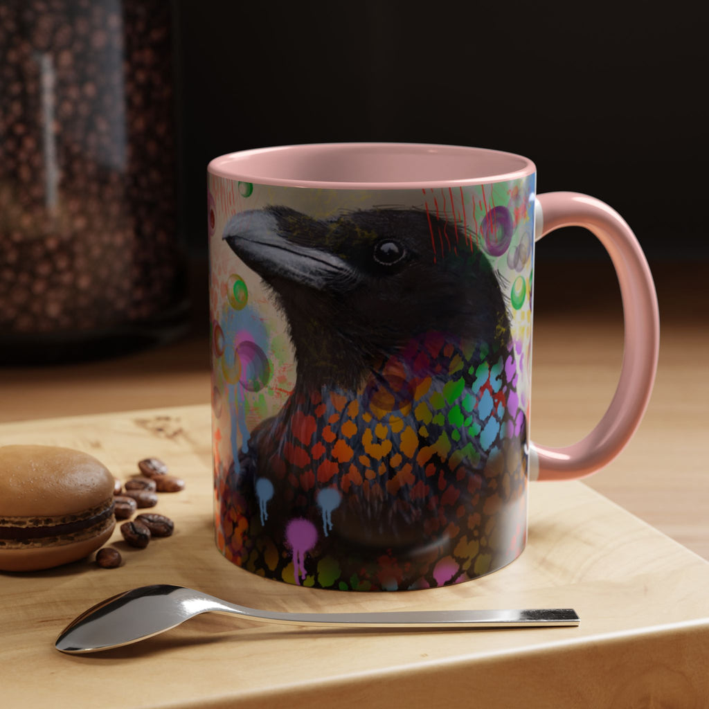 Crow Art Coffee Mug — Colorful Raven Accent Mug (11/15oz)