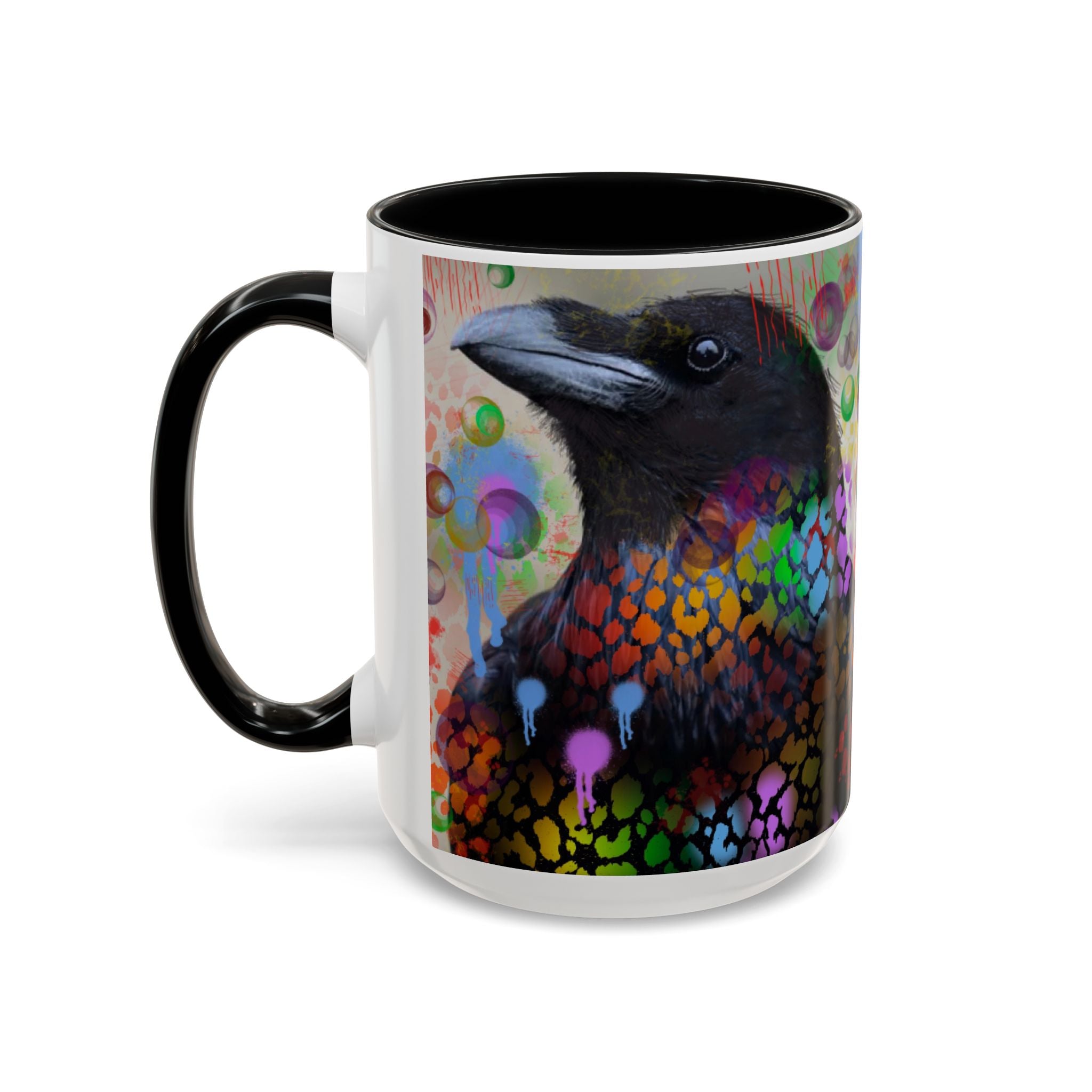 Crow Art Coffee Mug — Colorful Raven Accent Mug (11/15oz)