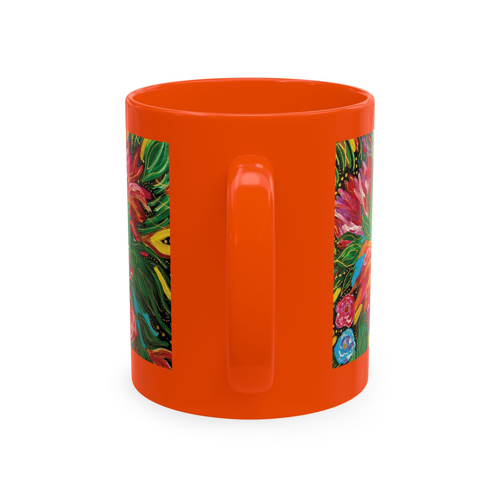 Vibrant Tropical Floral Traditional Ceramic Mug