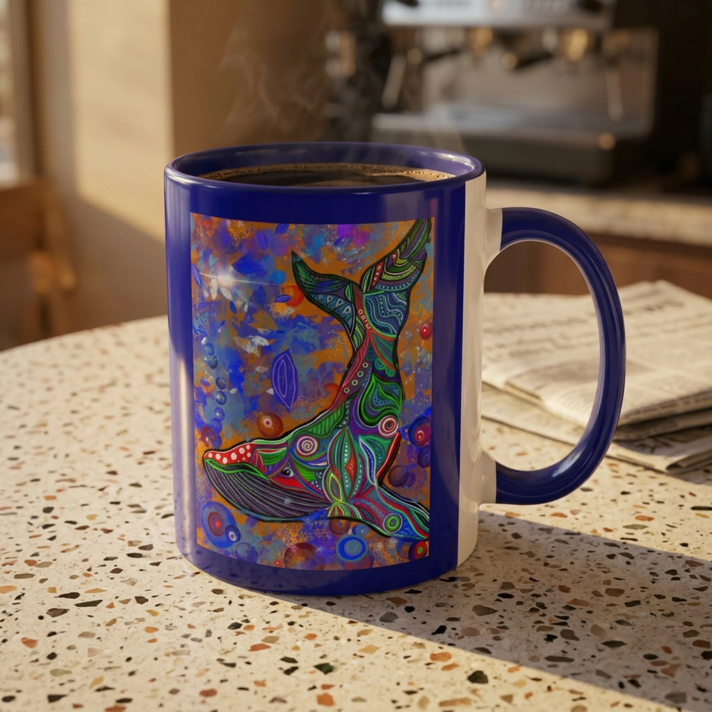 Colorful Whale Accent Coffee Mug