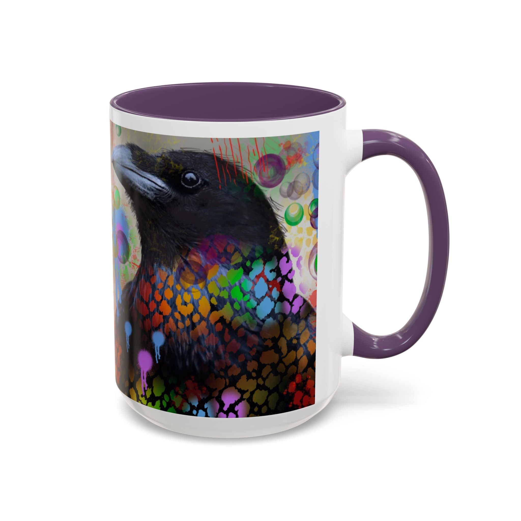 Crow Art Coffee Mug — Colorful Raven Accent Mug (11/15oz)