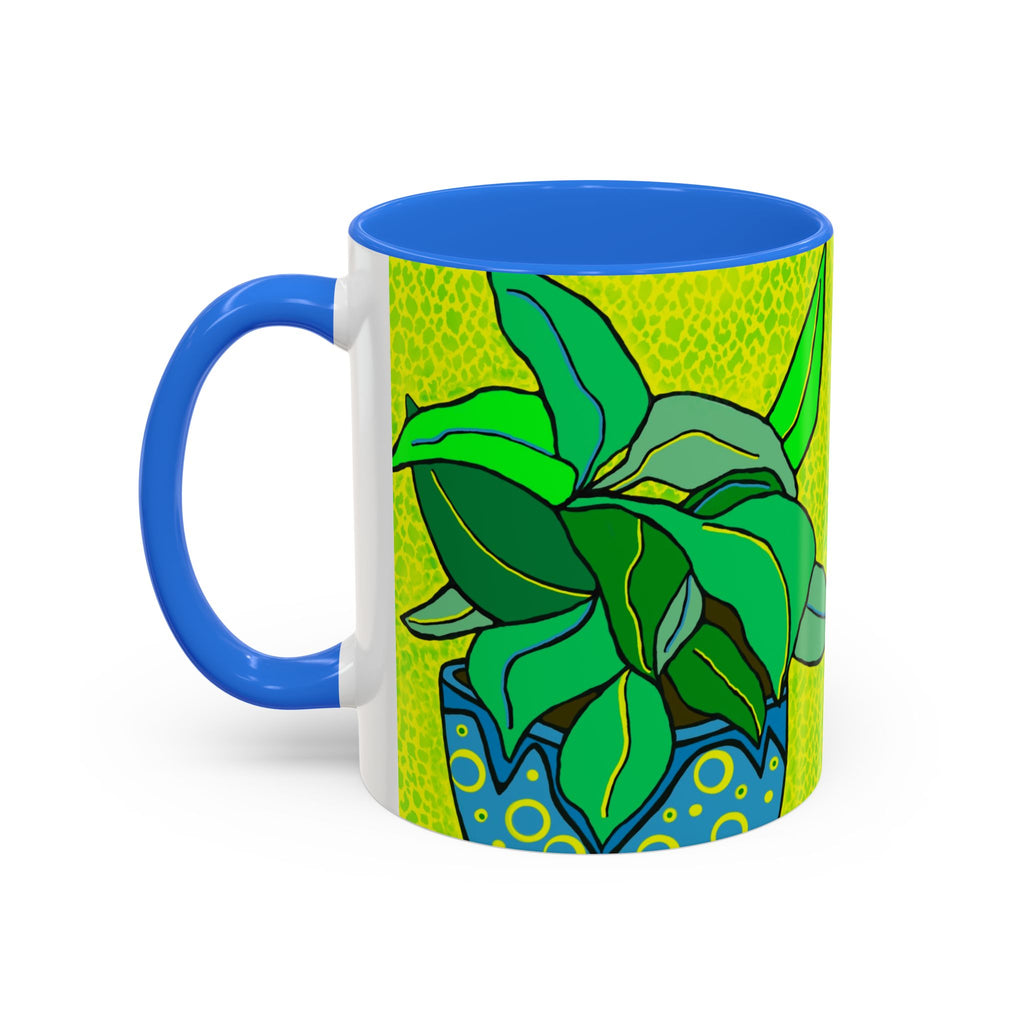 Green Potted Plant Ceramic Mug — Colorful Botanical Coffee Cup (11oz/15oz)