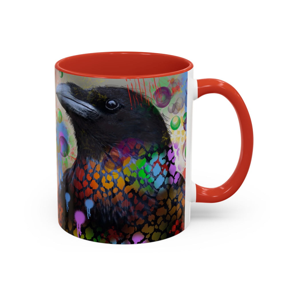Crow Art Coffee Mug — Colorful Raven Accent Mug (11/15oz)