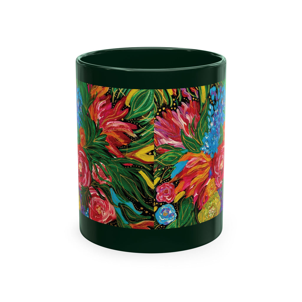 Vibrant Tropical Floral Traditional Ceramic Mug