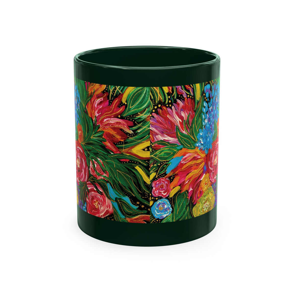 Vibrant Tropical Floral Traditional Ceramic Mug