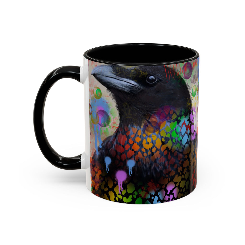 Crow Art Coffee Mug — Colorful Raven Accent Mug (11/15oz)
