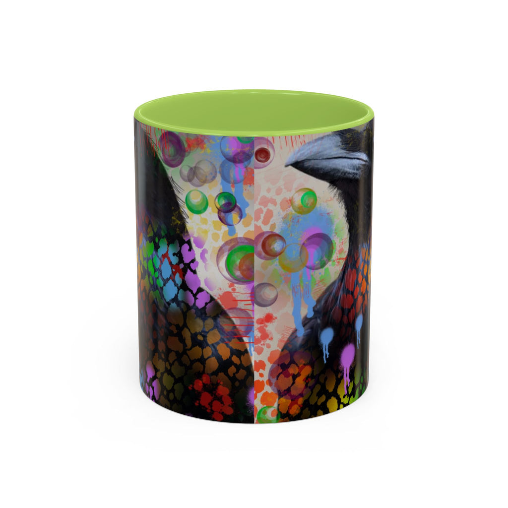 Crow Art Coffee Mug — Colorful Raven Accent Mug (11/15oz)