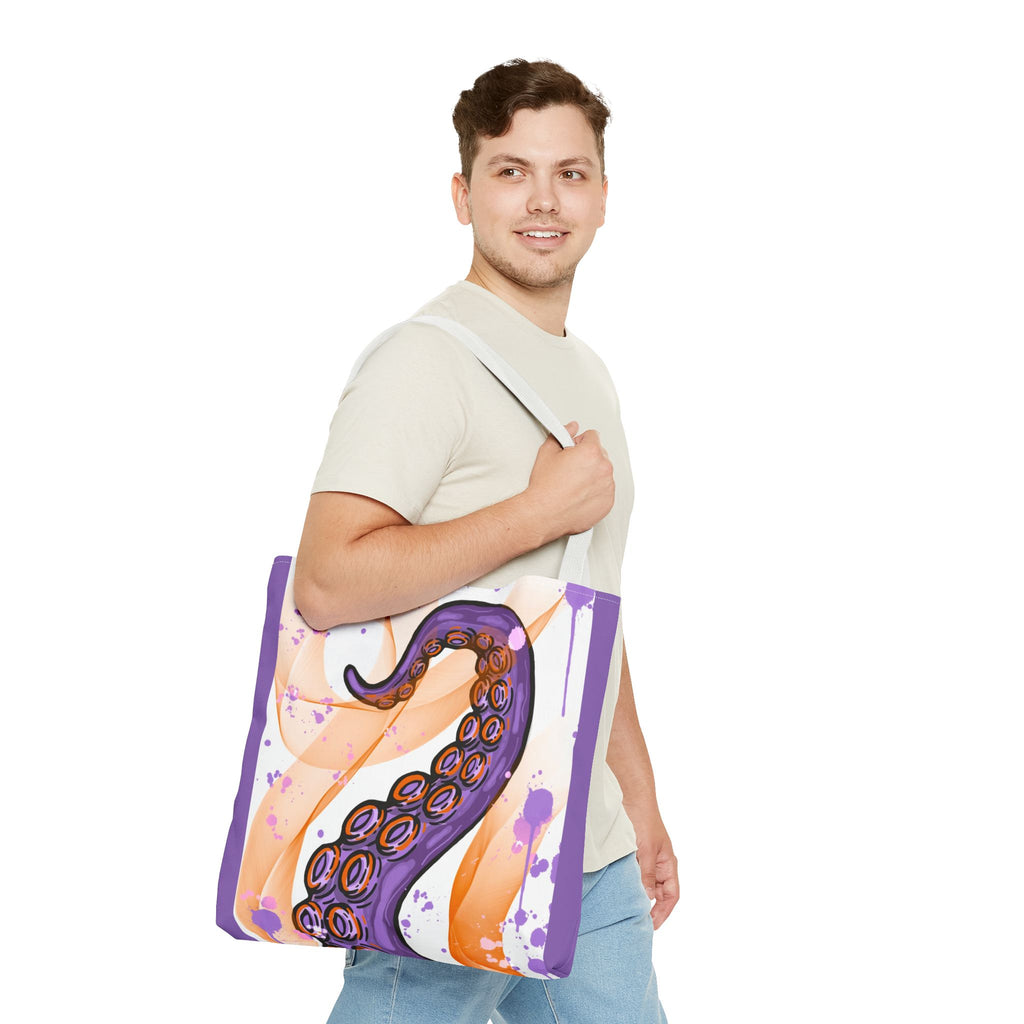 Vibrant Tentacle Art Tote Bag - Unique Purple Design for Ocean Lovers