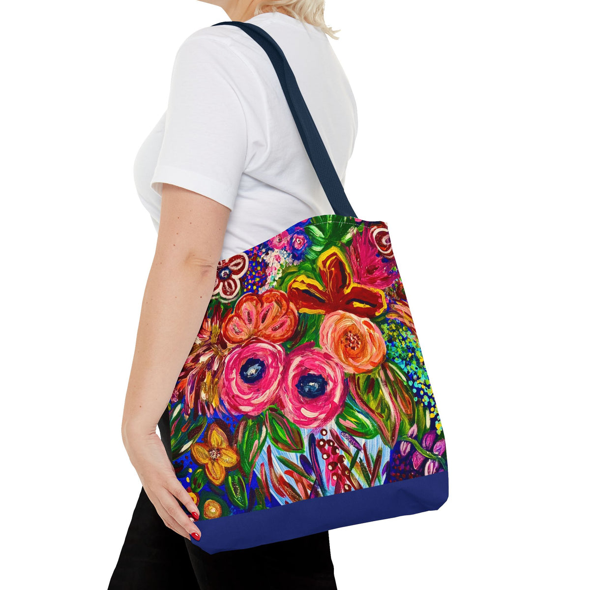 Floral Burst Tote Bag – Colorful Hand-Painted Garden Print AOP