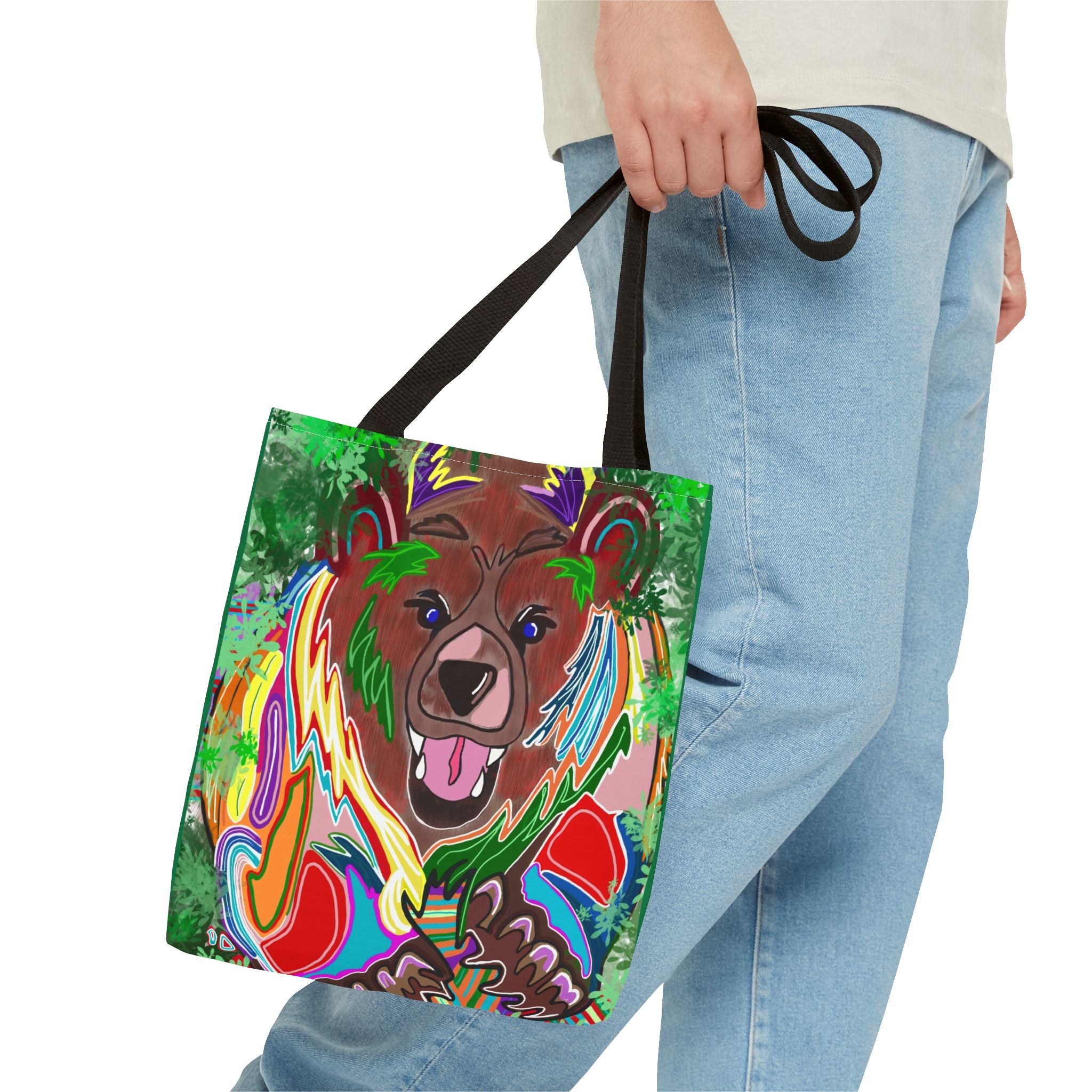 Colorful Bear Graphic Tote Bag - Eco-Friendly and Stylish