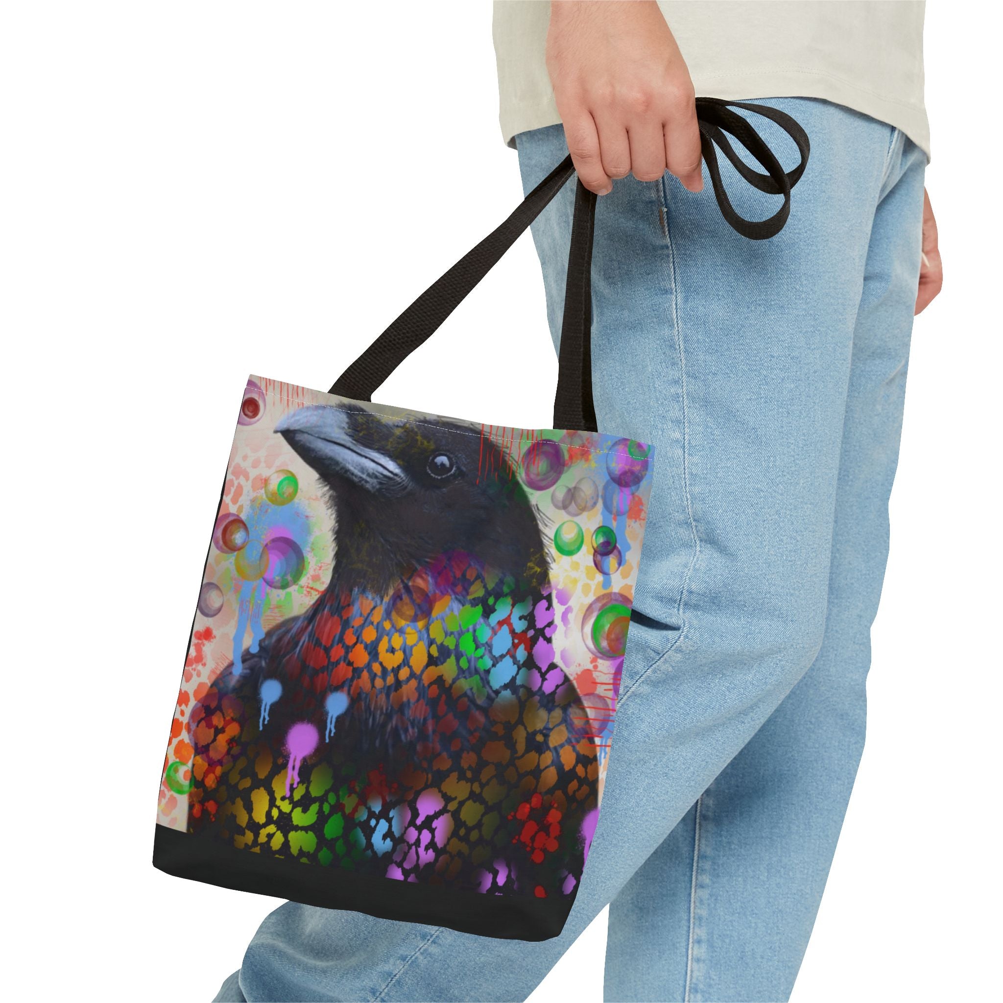 Colorful Raven Tote Bag - Stylish Artful Design for Nature Enthusiasts
