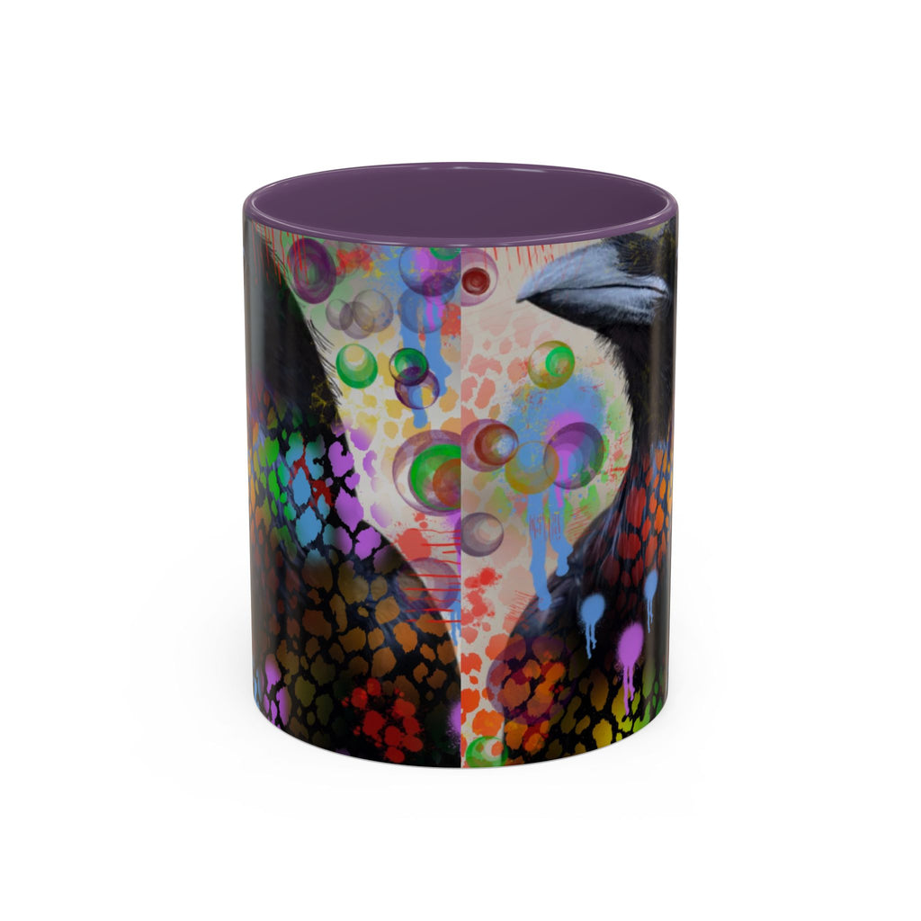 Crow Art Coffee Mug — Colorful Raven Accent Mug (11/15oz)