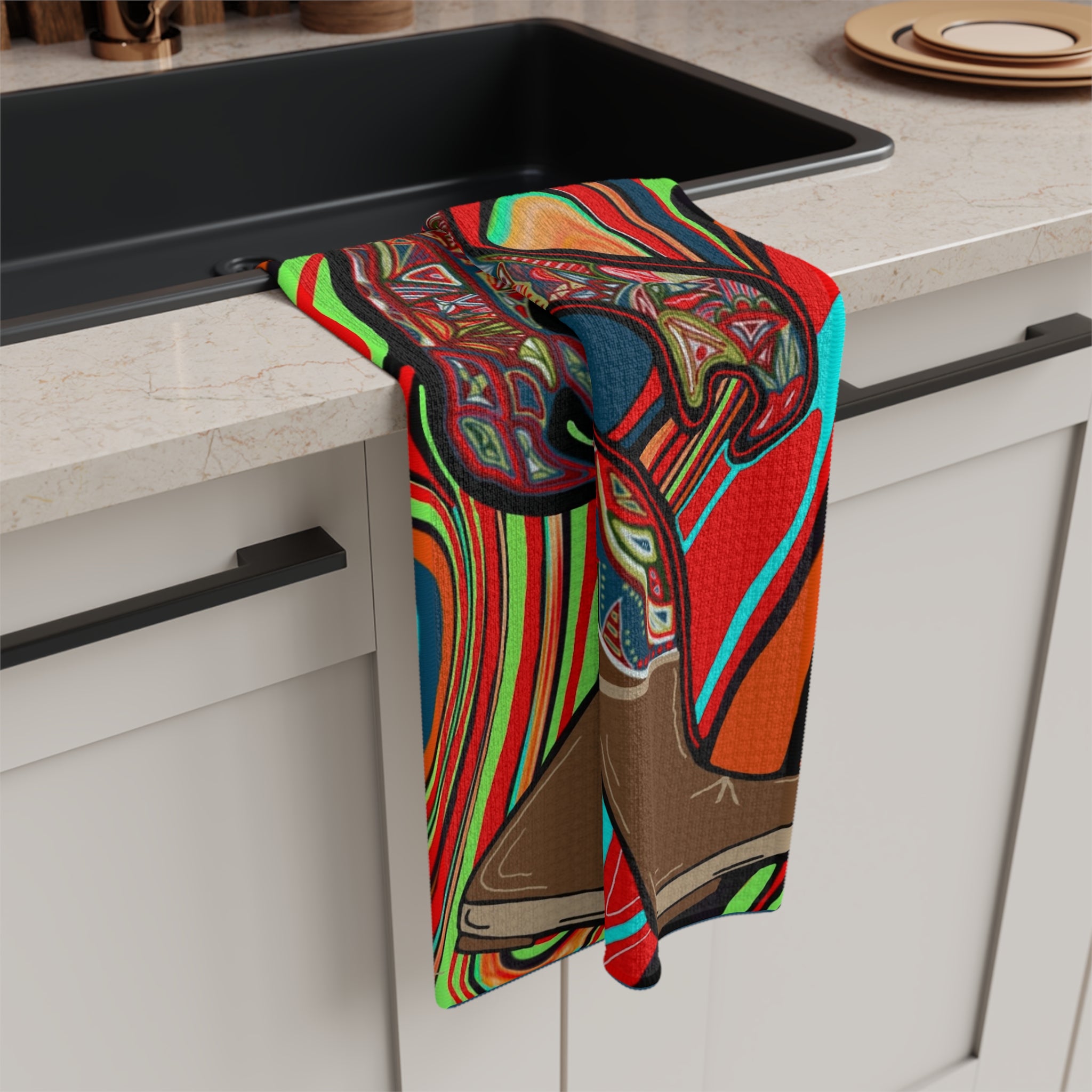 Bigfoot Microfiber Tea Towel — Colorful Sasquatch Kitchen Towel