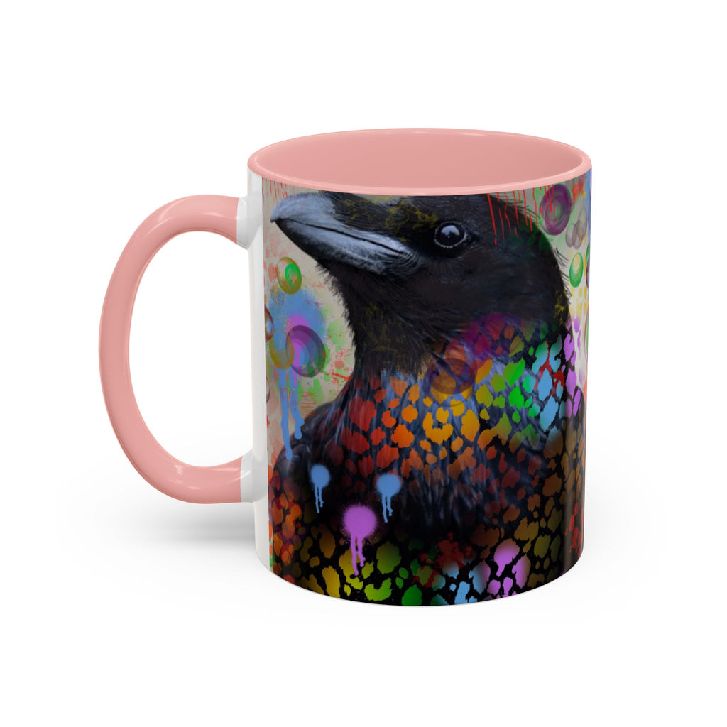 Crow Art Coffee Mug — Colorful Raven Accent Mug (11/15oz)