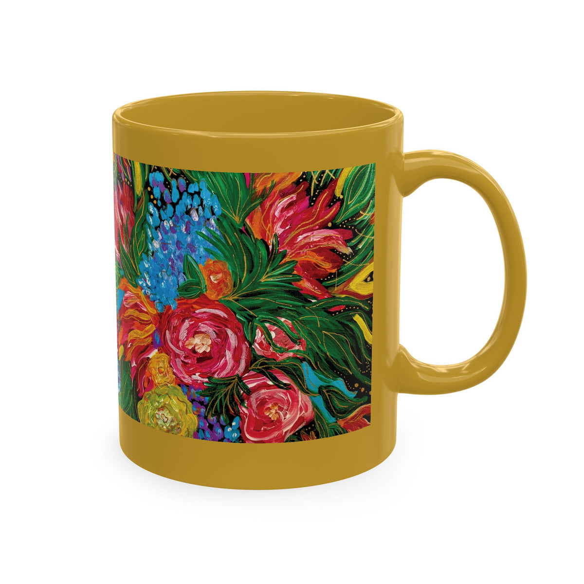 Vibrant Tropical Floral Traditional Ceramic Mug