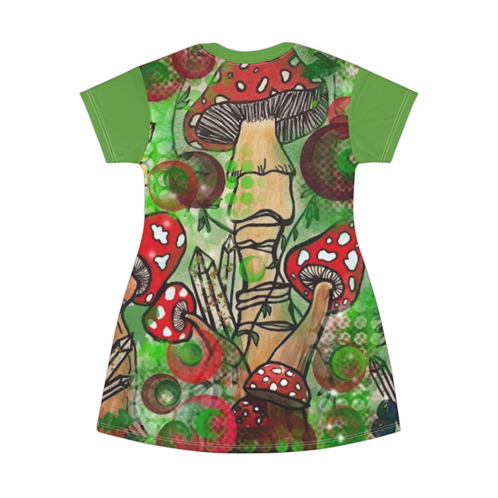 Whimsical Mushroom T-Shirt Dress